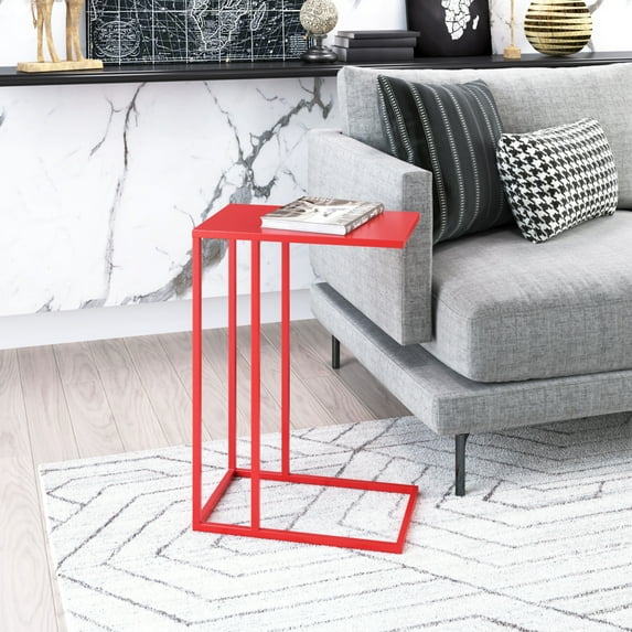 ZUO Atom Modern Style Iron and Aluminum Side Table in Red Finish