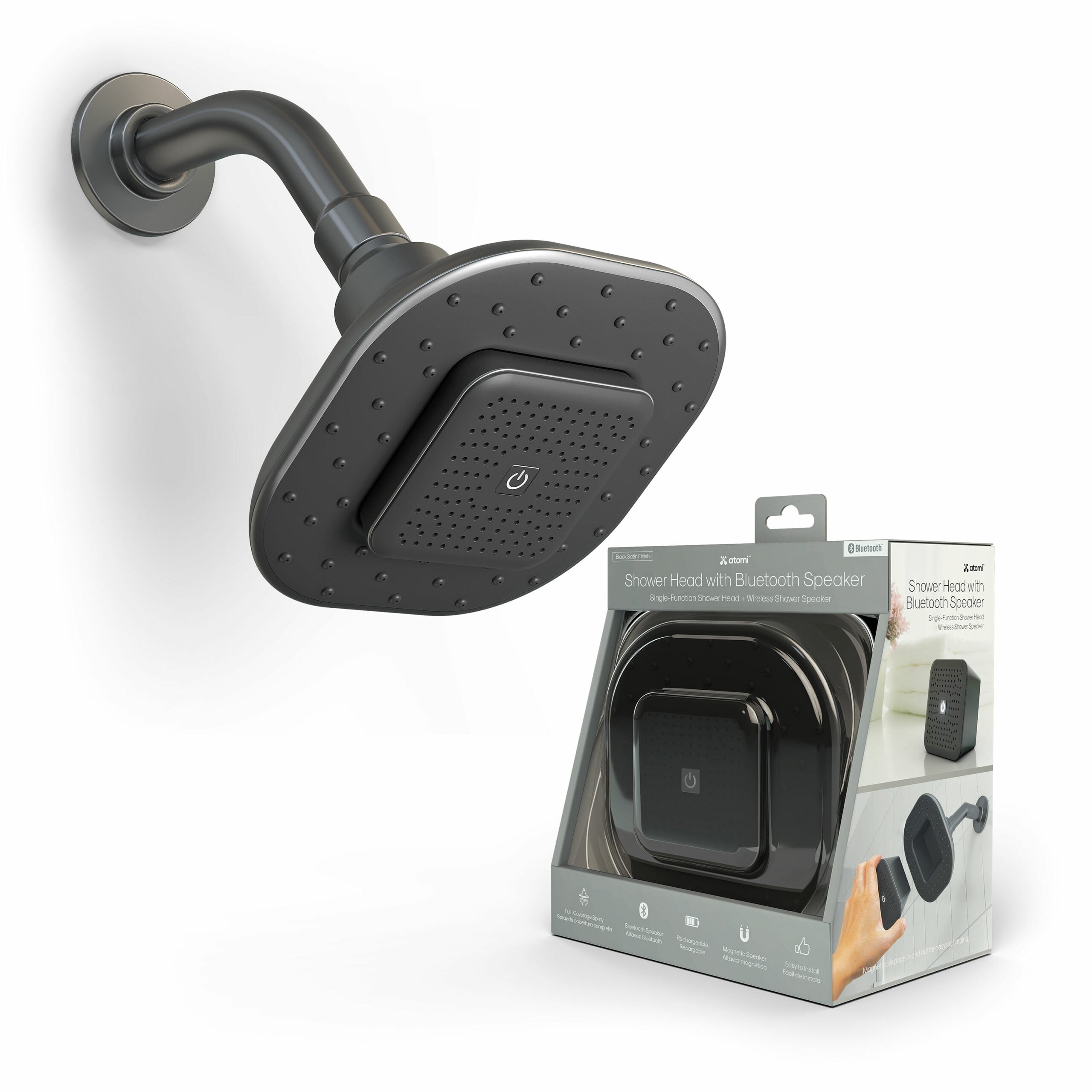Atomi Bluetooth Showerhead with Removable Speaker, Waterproof, Easy