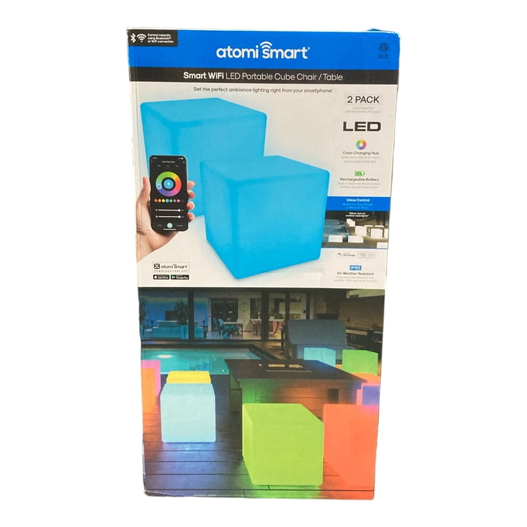 Atomi Smart Portable IP65 Indoor/Outdoor Cube Light Seat with