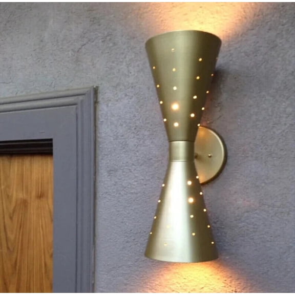 Atomic 50's 60's style mid-century modern bow tie dual cone wall sconce lamp