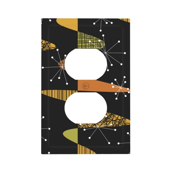 Atomic Age Geometric Mid Century Duplex Wall Plate 1 Gang Decorative Electrical Outlet Light Switch Cover Switchplate