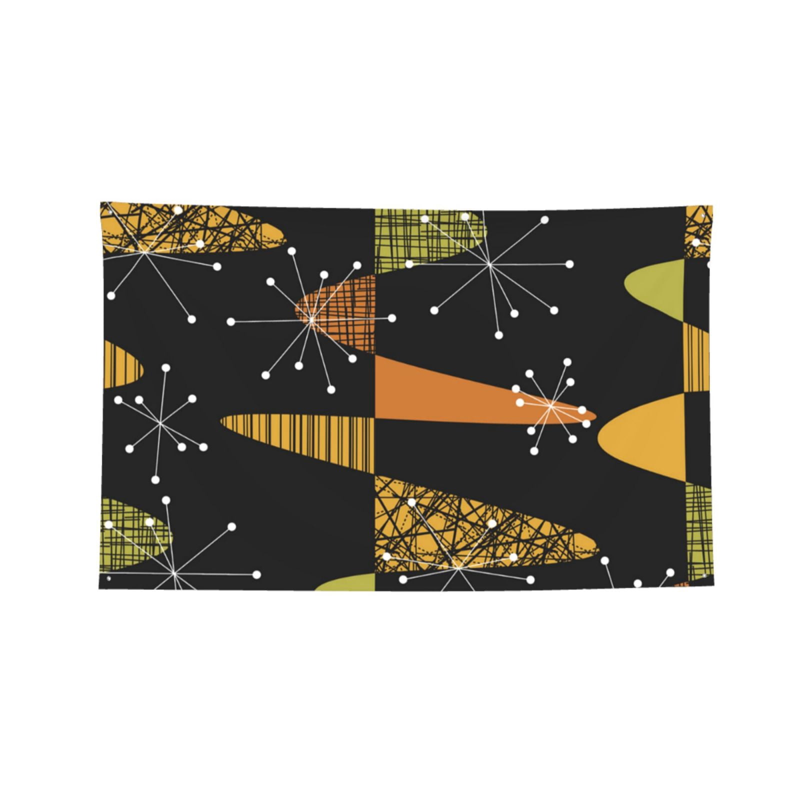 Atomic Age Geometric Mid Century Four Hole Decorated Banner Flag for Garden Yard Home Decoration Indoor Outdoor 4x6 Ft