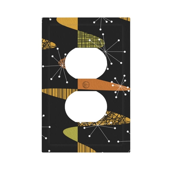 Atomic Age Geometric Mid Century Light Switch Cover Decorator Duplex Wall Plate 1-Gang Receptacle Outlet Decor