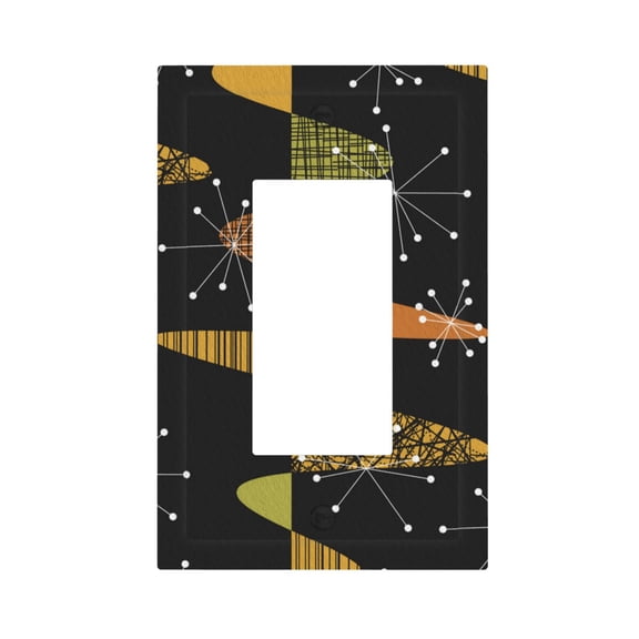 Atomic Age Geometric Mid Century Light Switch Cover Decorator Single Gang Wall Plate 1-Gang Receptacle Outlet Decor