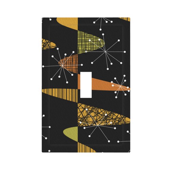 Atomic Age Geometric Mid Century Light Switch Cover Decorator Single Toggle Wall Plate 1-Gang Receptacle Outlet Decor