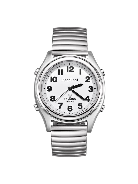 Atomic American English Talking Watch Speaks Clear and Loud Time, Date and Alarm time Stretch Band is Best Gift for Senior,Visually impaired, or Blind People