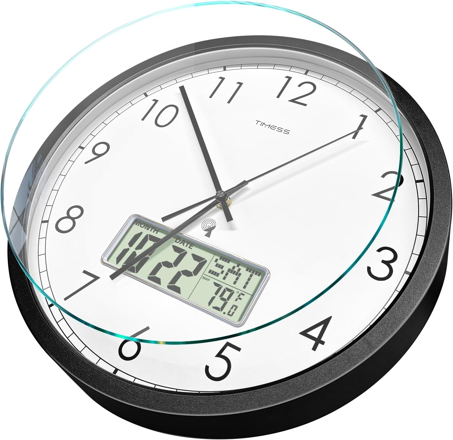 Atomic Analog Wall Clock, Wwvb SelfSetting Battery Operated 14" Large