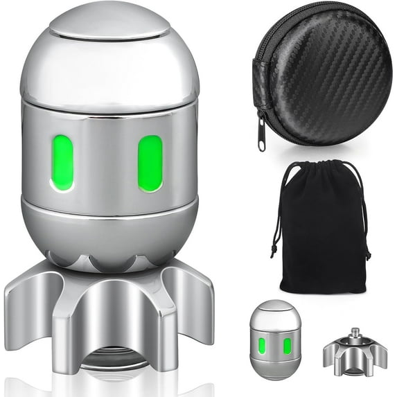 Atomic Bomb Fidget Spinner Toy for Kid Adult, Grow in The Dark Metal Fidget Spin Sensory Focus Gyro Toy, 4 in 1 Fingears Party Stuff EDC Office Desktop, Gifts for Men Women(Sliver)