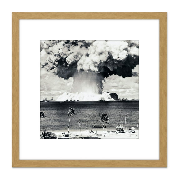 Atomic Bomb Test Operation Crossroads Photograph 8X8 Inch Square Wooden Framed Wall Art Print Picture with Mount