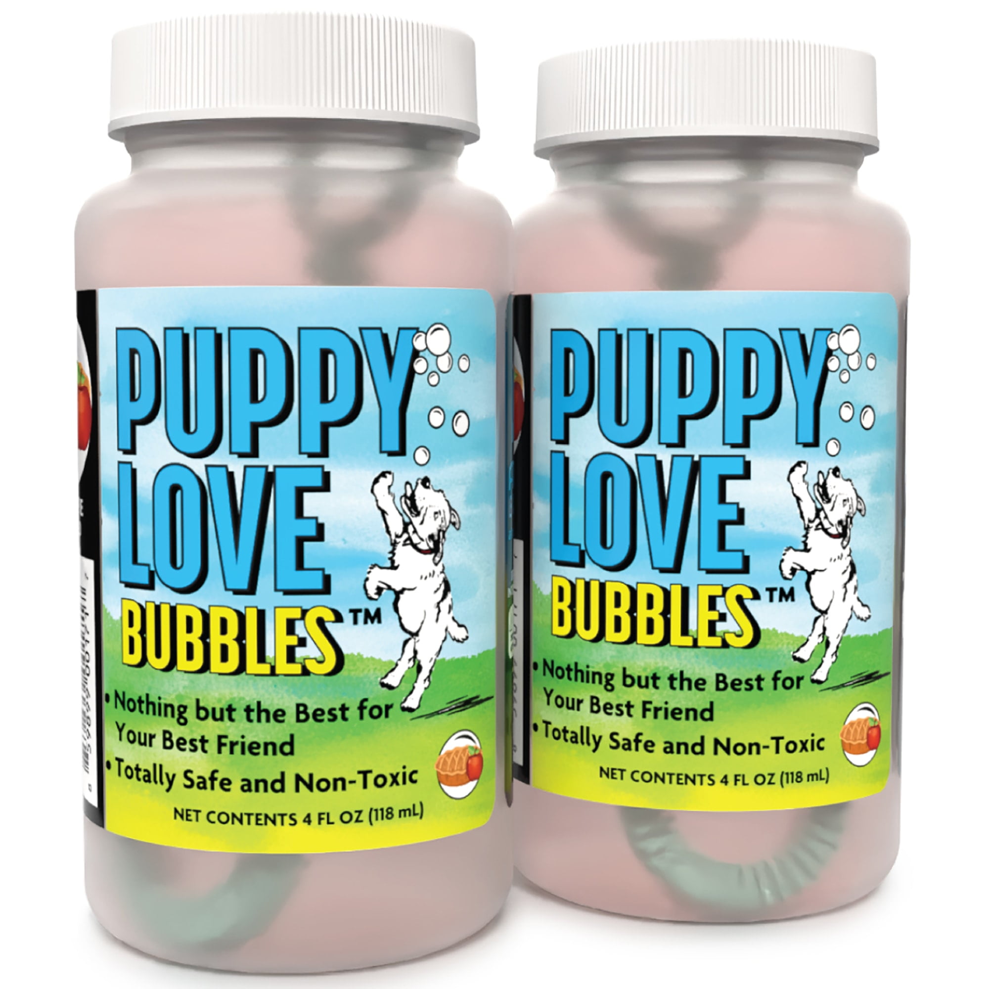 Atomic Bubbles: Puppy Love Bubbles: Apple Pie Scented 2 Pack - 4oz Bottles, Dog Interactive Toy, Pet Safe, Non-Toxic, Indoor & Outdoor, Long Lasting