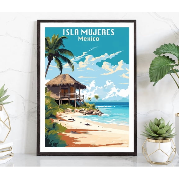 Atomic Cat Art Print, Mid,Century Modern Black Cat With Guitar Home Decor #5177, 12x18 UNFRAMED