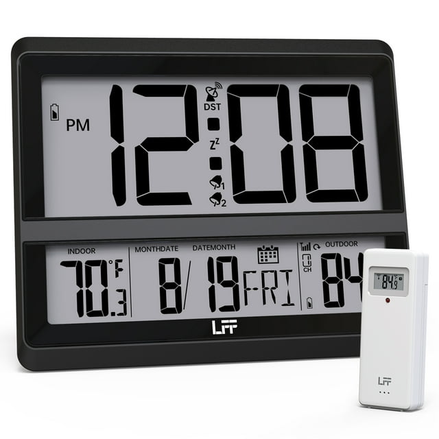 Atomic Clock Large Display, Digital Wall Clock with Indoor Outdoor