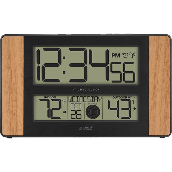 Atomic Digital Clock with Outdoor Temperature and Weather Shield