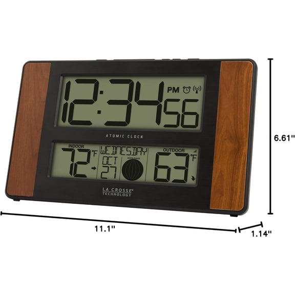 Atomic Digital Clock with Temperature Moon Phase Display and Weather Sensor Shield for Home Office