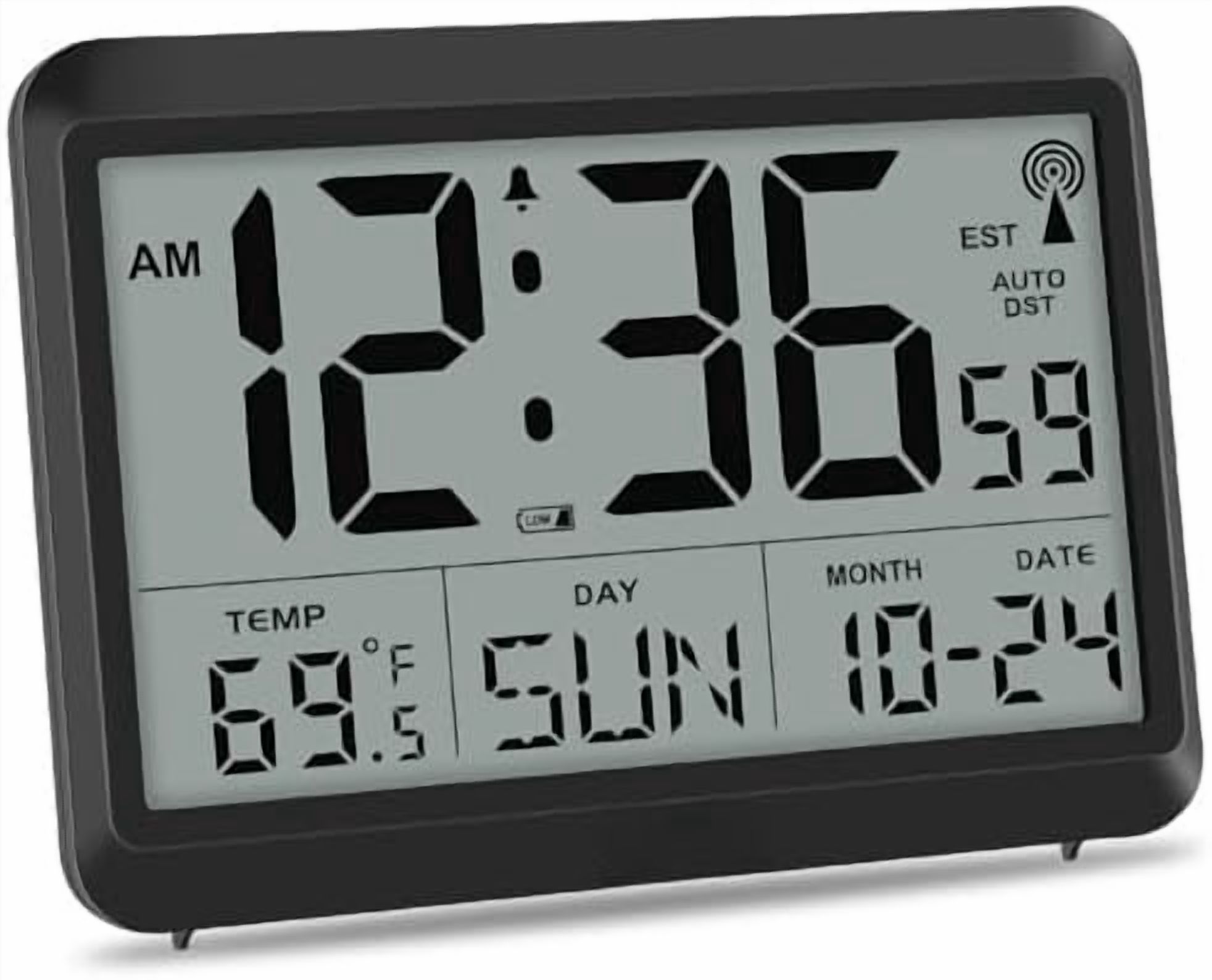 Atomic Digital Wall Clock Battery Operated, Self-Setting, Large Display ...