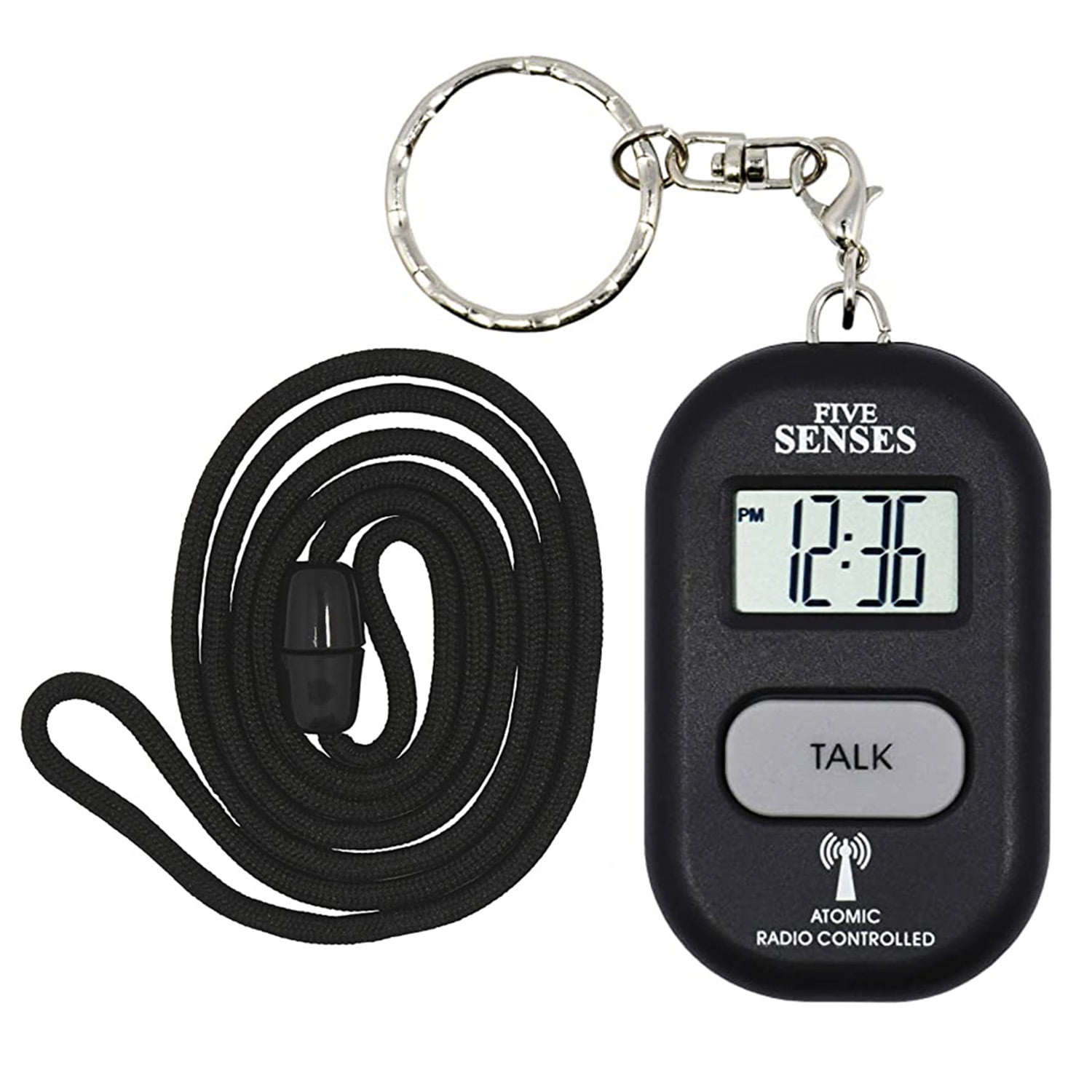 Atomic English Talking Watch! Sets Itself Senses Talking Pendant Plus  Key Chain Interchangeable UK  USA User only Model 1281B Black 