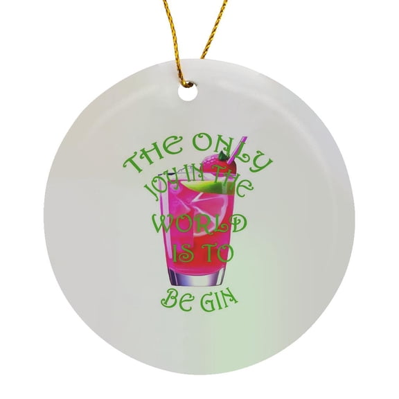 3drose, Atomic Fifties Inspired Martinis in Grey, Orange, Cream and Red, Circle Porcelain Ornament