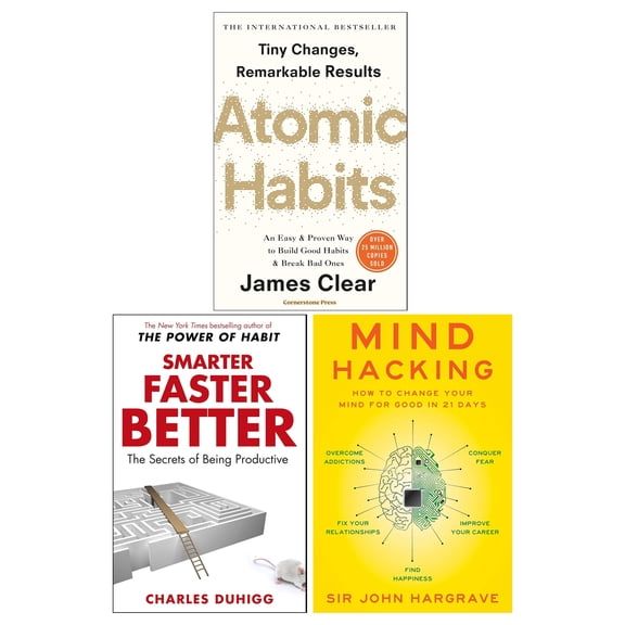 Atomic Habits, Smarter Faster Better & Mind Hacking 3 Books - Non Fiction - PB