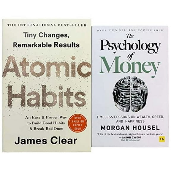Atomic Habits & The Psychology of Money 2 Books Collection Set | Personal Growth, Wealth & Mindset Bestsellers