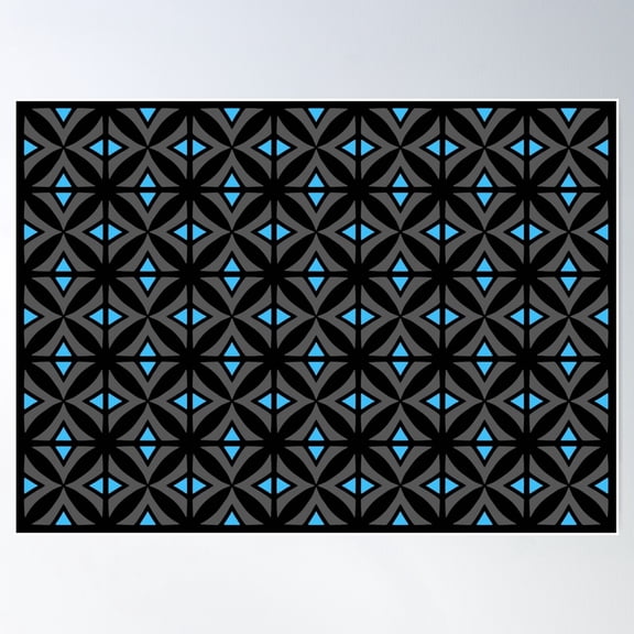 Atomic-Hypnotic. Pattern Black/Grey/Blue Poster Wall Art, Modern Wall Decor For Living Room Bedroom, 24x36 UNFRAMED