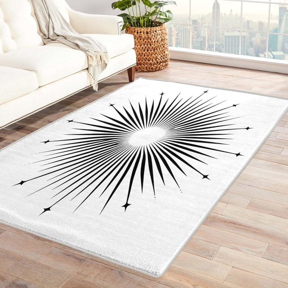Atomic Mid Century Area Rugs, Retro 50s Geometric Carpet, Washable Non Slip Low Pile Soft Rug for Bedroom Living Room Decor Mat 5x8ft