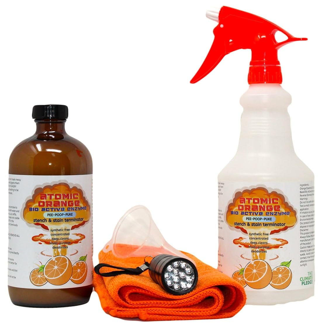 Atomic Orange Dog Mess Clean Up Kit - Useful for Dog & Puppy House Training - with UV Light - Concentrated - Makes 96 oz