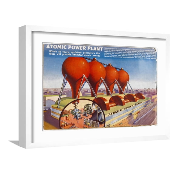 Art.com Atomic Power Plants Predicted Art Print, White Frame Wall Art, 23" x 17"