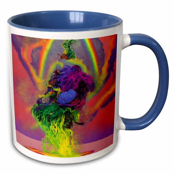 3drose, Atomic Rainbow Abstract, 15oz Two-tone Blue Mug