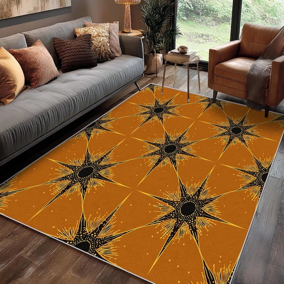 Atomic Retro Area Rug, Mid Century Modern Design Carpet, Washable Non Slip Soft Low Pile, Living Room Bedroom Kitchen Office Mat 4x5ft
