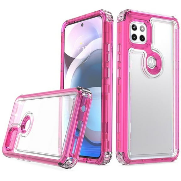Atomic Shockproof Hybrid Case for Motorola One 5G Ace - Hot Pink