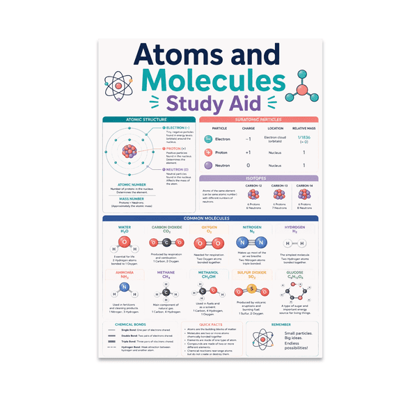 Atomic Structure Reference Chart - Chemistry Student - 13x19 Poster Print
