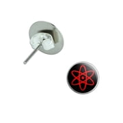 Atomic Symbol Black Red Pierced Stud Earrings