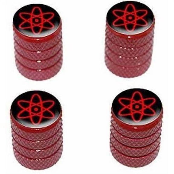 Atomic Symbol Black Red Tire Rim Wheel Aluminum Valve Stem Caps, Multiple Colors