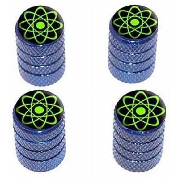 Atomic Symbol Green Tire Rim Wheel Aluminum Valve Stem Caps, Multiple Colors
