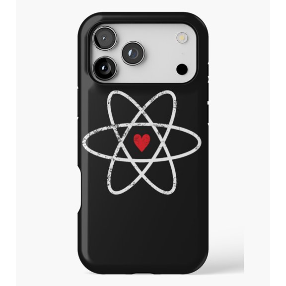 Atomic Symbol + Heart Classic M2792, Protective Case for iPhone 17 16 15 14 13 12 11 Pro Max – Modern Unisex Style