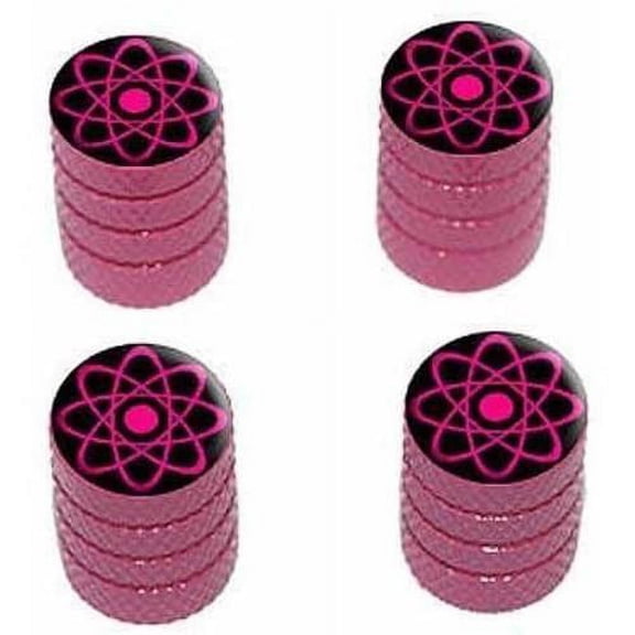 Atomic Symbol Pink Tire Rim Wheel Aluminum Valve Stem Caps, Multiple Colors