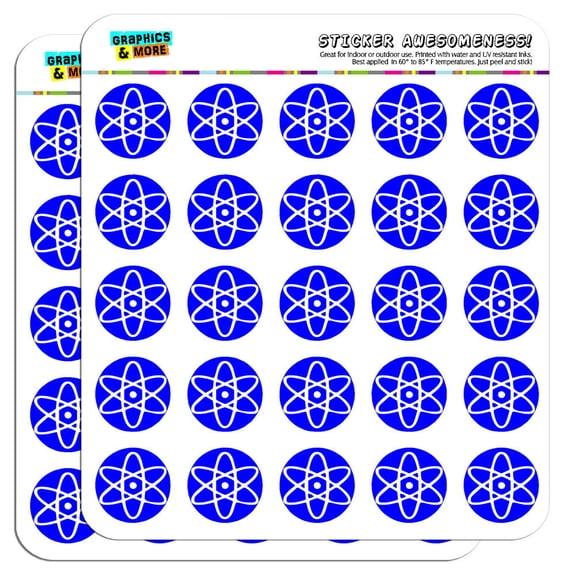 Atomic Symbol White Blue 1" Scrapbooking Crafting Stickers