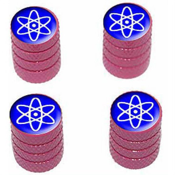 Atomic Symbol White Blue Tire Rim Wheel Aluminum Valve Stem Caps, Multiple Colors