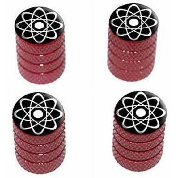 Atomic Symbol White Tire Rim Wheel Aluminum Valve Stem Caps, Multiple Colors