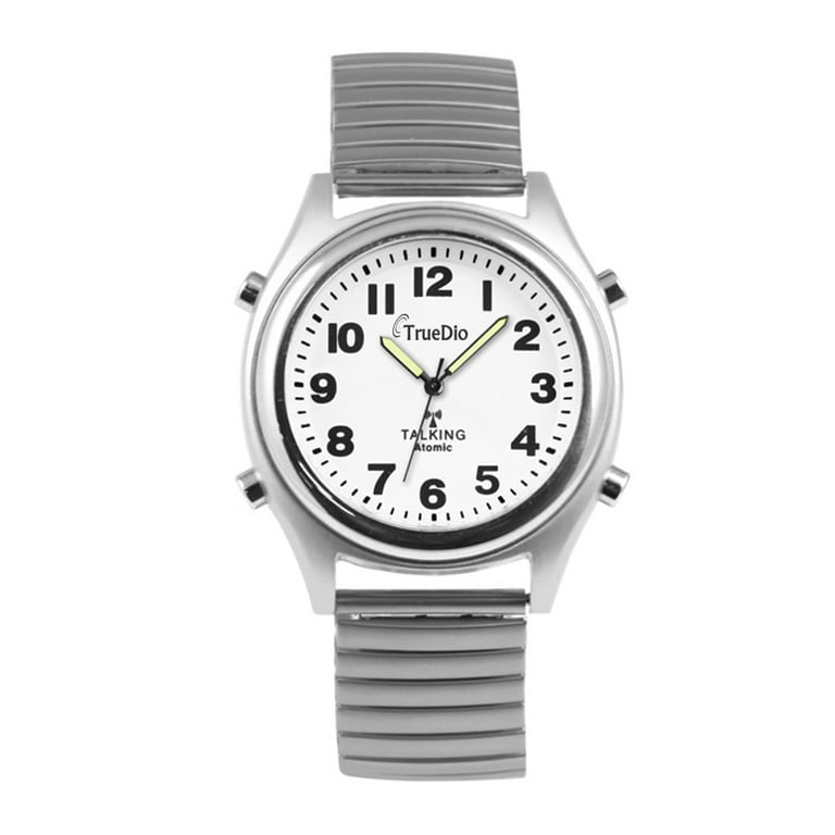 Hearkent Atomic American English Talking Watch Stainless Steel Stretch Band  Best Gift for Senior,Visually Impaired or Blind People 