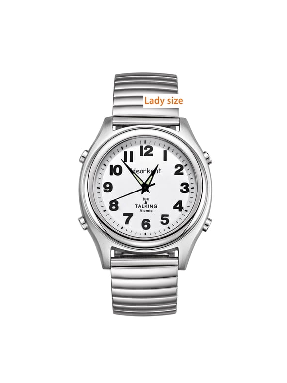 Atomic Talking Watch with Elastic Band for Blind Women Talking Watch English Speaking (Silver)