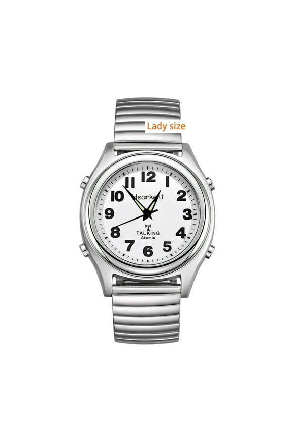 Atomic Talking Watch with Elastic Band for Blind Women Talking Watch English Speaking (Silver)