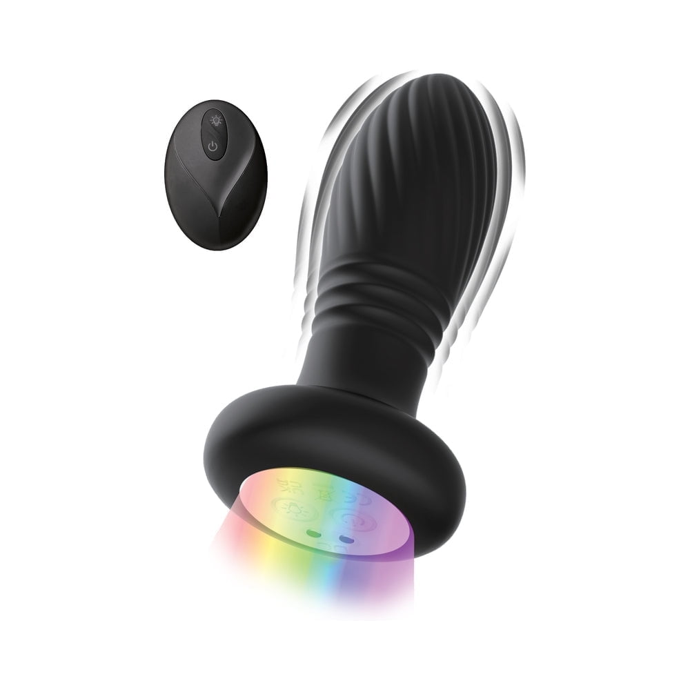 Atomic Thrusting Light-Up Twister Rechargeable Silicone Vibrating Anal Plug  with Remote Control, Black - Walmart.com