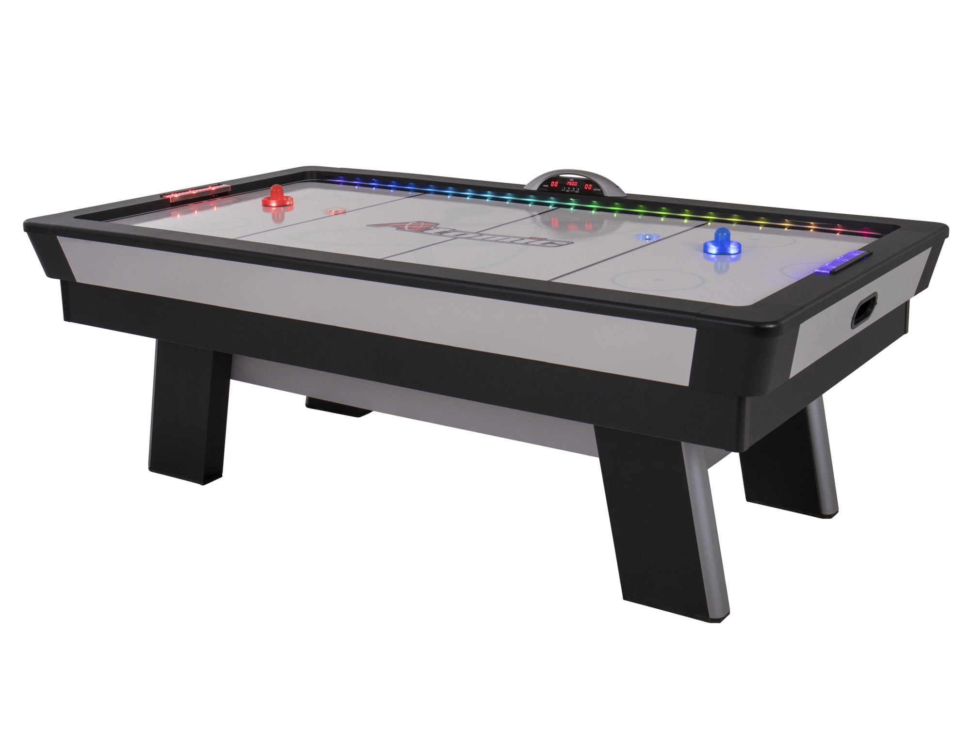 Atomic Top Shelf 7.5' Multicolor LED Air Hockey Table with Accessories