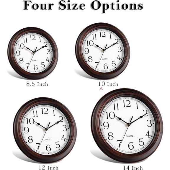 Atomic Wall Clock 10 Inch, Silent Non-Ticking Vintage Clock Battery Operated Classic Analog Decorative for Kitchen, Living Room, Office, Bedroom, Bathroom (Bronze)