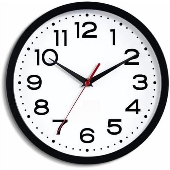 Atomic Wall Clock 14 Inch, Modern Clock Battery Operated Classic Analog Decorative for Kitchen, Living Room, Office, Bedroom, Bathroom (Black)