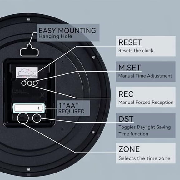 Atomic Wall Clock 14 Inch, Modern Clock Battery Operated Classic Analog Decorative for Kitchen, Living Room, Office, Bedroom, Bathroom (Silver)