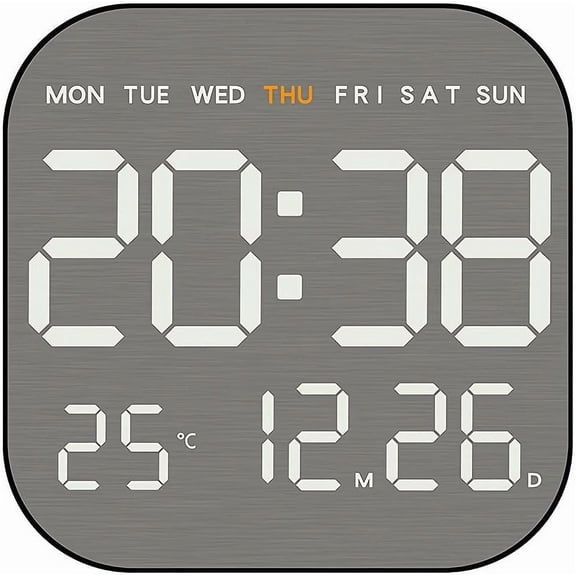 Atomic Wall Clock with Indoor/Outdoor Temp Large Number Display Silent Battery Operated Alarm Analog Digital Clocks for Bedroom Seniors Desk Living Room Office Bathroom Kitchen Shower(Black)