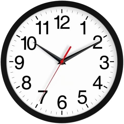 Atomic Wall Clock, Modern 10 Inch Battery Operated Wall Clocks, Analog Clock for Living Room, Office, Home, Bedroom, Kitchen, Bathroom(Black)
