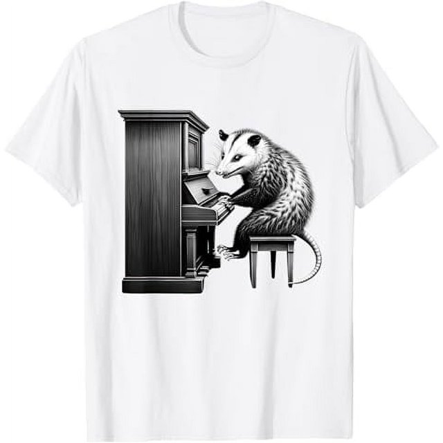 Vintage Possum Opossum Playing Piano Pianist Piano Player TShirt